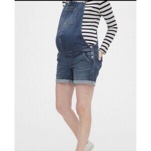 Gap Women's Overall Shorts 1969 Maternity Denim Shortalls Medium Wash Size Small